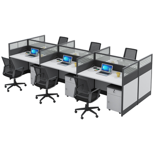 办公桌简约现代4人位办公室员工桌椅组合6人位屏风工位办公职员桌