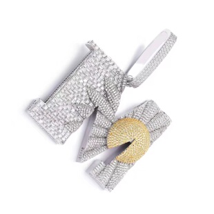 Mr.Blingggggg欧美嘻哈珠宝 knowknow同款满钻混合镶嵌字母M吊坠