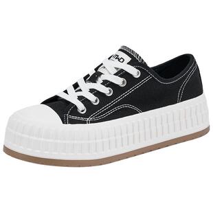 热风厚底帆布鞋女款2025年秋季新款小个子百搭女鞋运动休闲鞋子