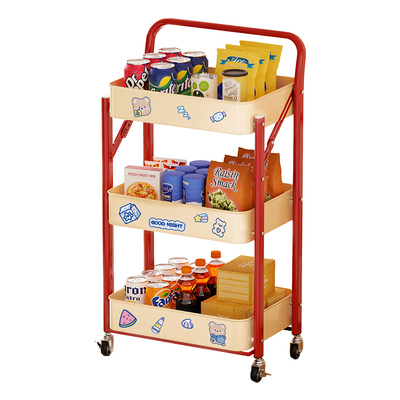 多巴胺可折叠小推车多层零食置物架厨房移动落地书本金属收纳架子