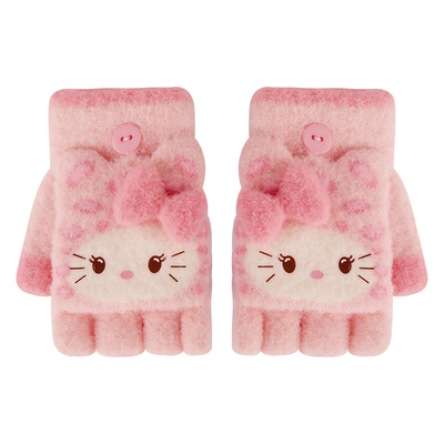 加厚加绒保暖手套！可翻盖半指套