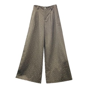 复古棕色碎花阔腿裤子大码胖mm显瘦今年流行梧桐裤春夏女款休闲裤