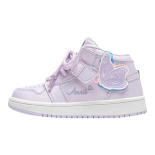 安奈儿女童高帮运动鞋2026新款秋冬季女孩加绒二棉鞋儿童板鞋皮面