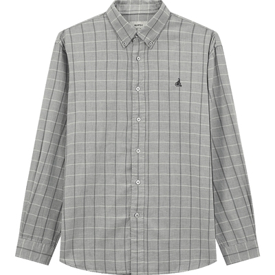 BEANPOLE磨毛人字纹窗格衬衫男