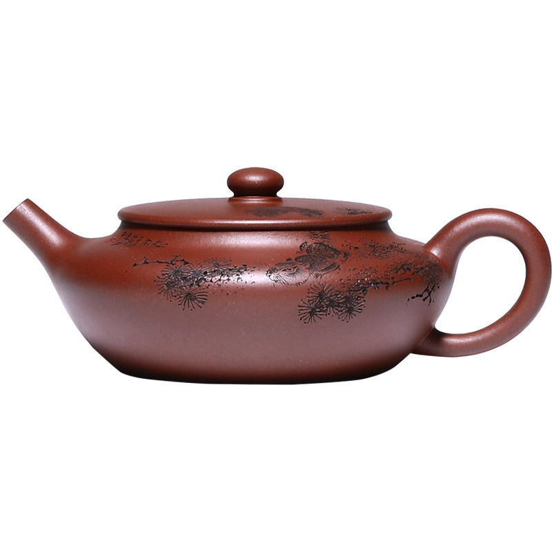 和泥有缘复古风紫砂名家刻绘茶壶
