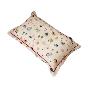 卡通枕头套全棉纯棉枕套一对装双层纱40x60cm新款单个枕芯内胆套