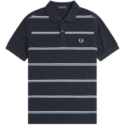 FRED PERRY男士休闲POLO衫夏季翻领双条纹麦穗刺绣短袖M9905