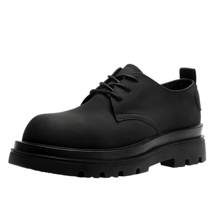 鞋子男款2026新款爆款休闲皮鞋冬秋大头黑色马丁鞋百搭厚底德比鞋