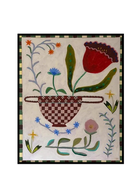 植物中古壁挂画《静谧缤纷花园》