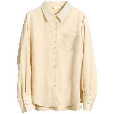 布景衬衫女2025冬季新品简约翻领贴袋设计感含莱赛尔长袖衬衣1492