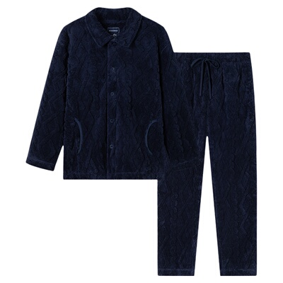 舒雅男士提花舒棉绒家居服套装