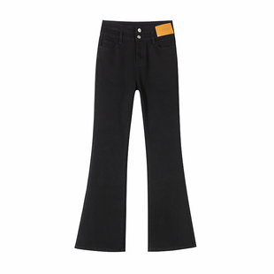 微喇裤加长版高个子175超长女2025新款加厚黑色冬加绒牛仔喇叭裤