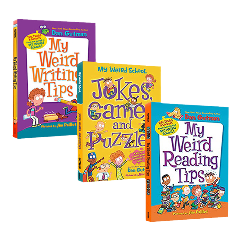英文原版 疯狂学校阅读写作语法小贴士 3册 My Weird Reading Tips/Writing Tips/My Weird School Jokes, Games, and Puzzle