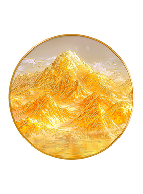 日照金山立体鎏金浮雕圆形挂画入户正对门玄关装饰画客厅餐厅壁画