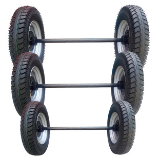 充气轮马车轮子400-12平板拖车轮胎橡胶20寸两轮连带轴后桥500-16