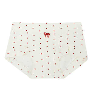 馨帮帮Bra 可爱波点蝴蝶结小平角内裤女收腹提臀纯棉裆无痕三角裤