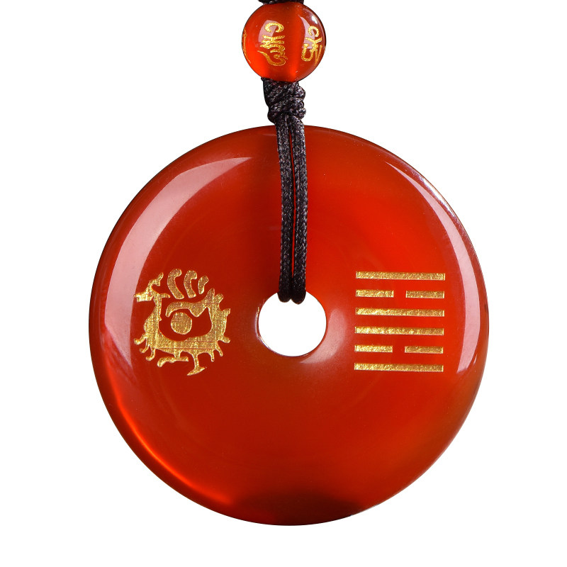 巴西红玛瑙平安扣五行属火挂件