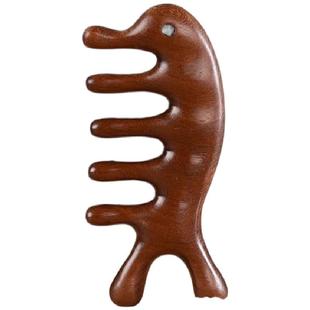 天然绿檀木木梳子穴位头部小海豚刮痧养生梳按摩头皮疏通经络神器