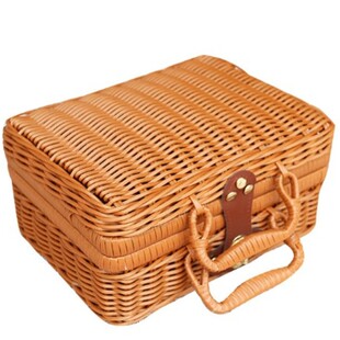 民国风写真旗袍摄影道具婚纱影楼拍照田园复古胶藤编织伴手提箱包