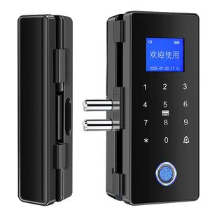 玻璃门密码锁办公室指纹锁双门单开商铺免开孔有框无框电子智能锁
