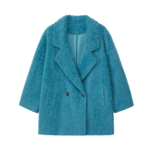 艾文文IRIS爱琴海2026新款秋冬外套女羊绒羊毛拉绒1120g毛呢大衣