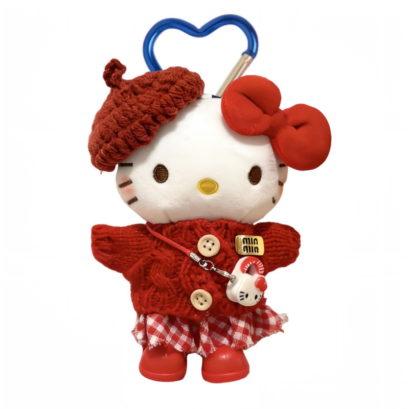 正版新年红纽扣HelloKitty凯蒂猫包挂件卡通毛绒玩偶钥匙扣送礼物