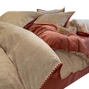 无印良品A类秋冬季加厚磨毛床上四件套纯棉全棉床单被套床上用品