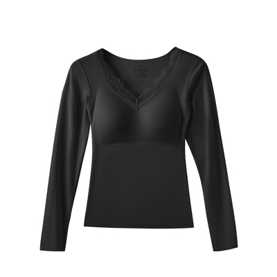 女士保暖带胸垫德绒自发热套装