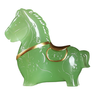 玉石马摆件装饰马到成功办公室桌面工艺品招财马年吉祥物马上有钱