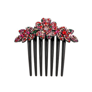 手工镶水钻七齿插梳妈妈盘头大玫瑰花