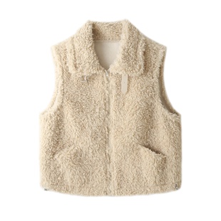 羊羔毛马甲女秋冬新款外穿皮毛一体毛绒背心百搭保暖坎肩马夹外套