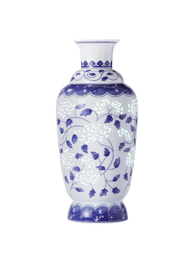 景德镇官方陶瓷玲珑花瓶中式青花花插客厅桌面家居装饰品花器摆件