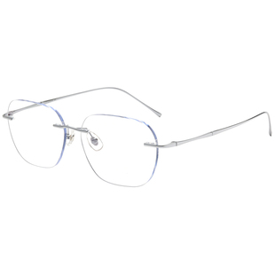 大脸纯钛超轻无框近视眼镜男款可配度数加宽加大银丝眼镜框无边框