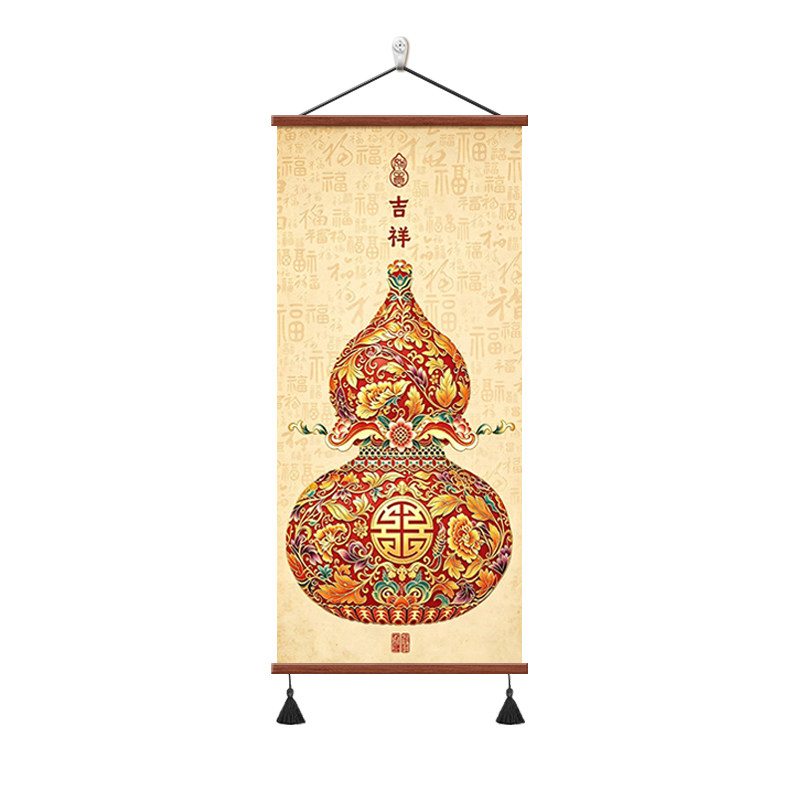 葫芦玄关装饰画新中式正对门挂画