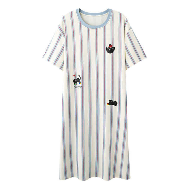 纯棉女短袖睡裙夏季舒适居家裙子