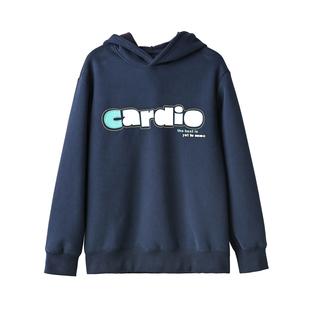 160-180码中大童男女童加绒秋冬印花连帽卫衣 青少年冬款卫衣