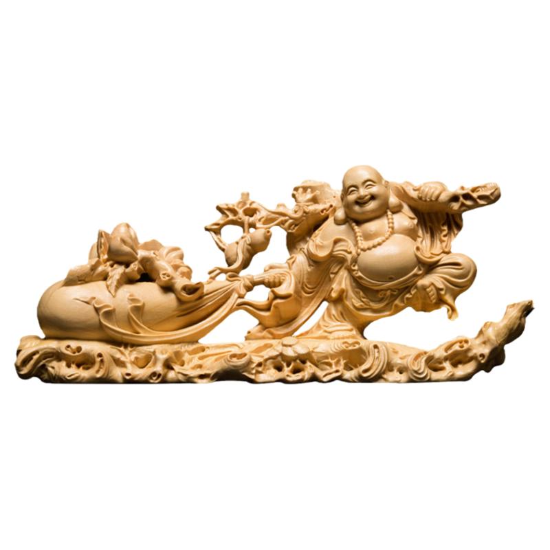 黄杨木大肚弥勒笑佛工艺品摆件