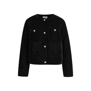 阔色黑色气质轻薄羽绒服小香风短款丝绒外套2025秋冬季女新款上衣