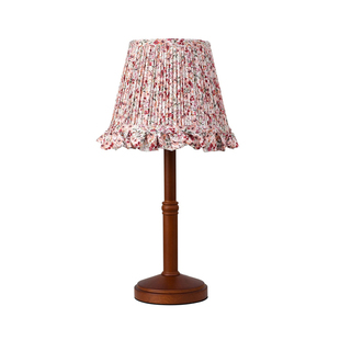 小众法式复古实木卧室装饰台灯中古风碎花布艺灯罩室内客厅氛围灯