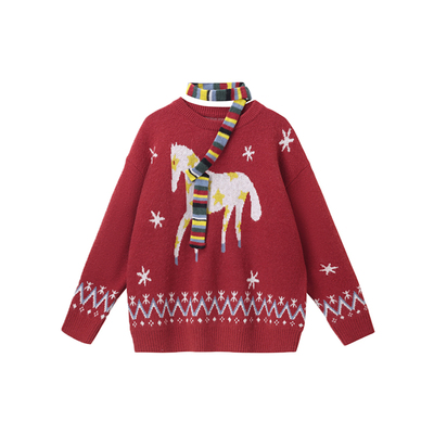 PCMY新年款红色毛衣情侣2026马年