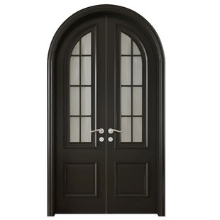 法式门白色奶油风厨房卧室阳台平开黑色室内卧室玻璃折叠门拱形门