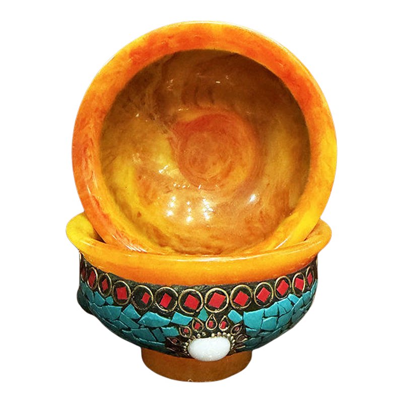 尼泊尔手工仿绿松石供水碗10cm