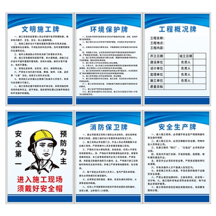 施工现场五牌一图制度牌安全文明施工牌项目牌建筑工地八大员岗位职责制度工地施工警示牌工程概括施工标识牌