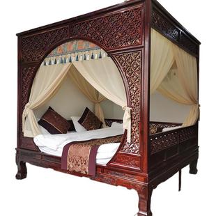 中式床幔锦缎荷叶复古宫廷月洞拔步架子床古风家用卧室蚊帐定制款