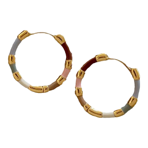 耳环女法式复古彩色珐琅滴釉轻奢高级感耳扣撞色耳圈新中式耳饰