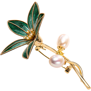 南珠宫丝绒花淡水珍珠胸针日常百搭高级感新年礼物送妈妈H110D-J
