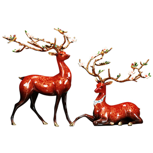 福禄高升铜鹿吉祥摆件客厅办公室装饰工艺品搬迁搬家送礼乔迁礼物