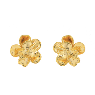 「双生」金色复古花花耳饰蚊香盘耳夹女轻奢耳钉精致耳环小众设计