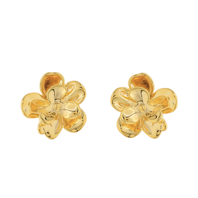 「双生」金色复古花花耳饰蚊香盘耳夹女轻奢耳钉精致耳环小众设计