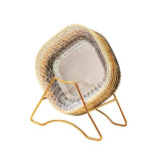 欧式简约水晶盘金边吐骨碟水果盘家用茶几摆放小吃糖果零食小碟子